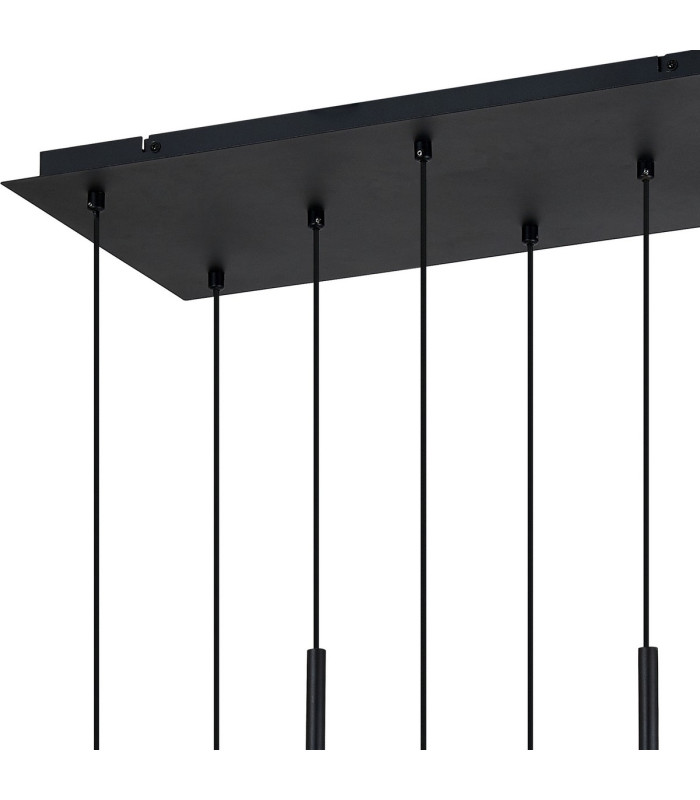 Baldwin Rectangle Multiple Pendant 2m Curved Cone Glass (U) 8 Light G9 Satin Black/Iridescent/Opal-8