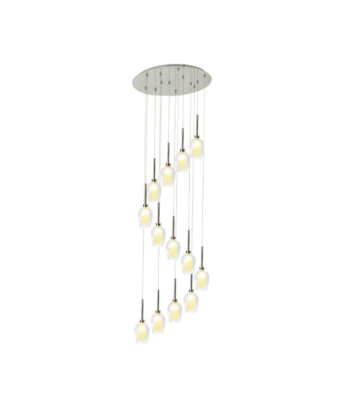Baldwin 57cm Round Multiple Pendant 2.5m 13 x G9 Polished Chrome/Smoke/Frosted Type D Shade-1