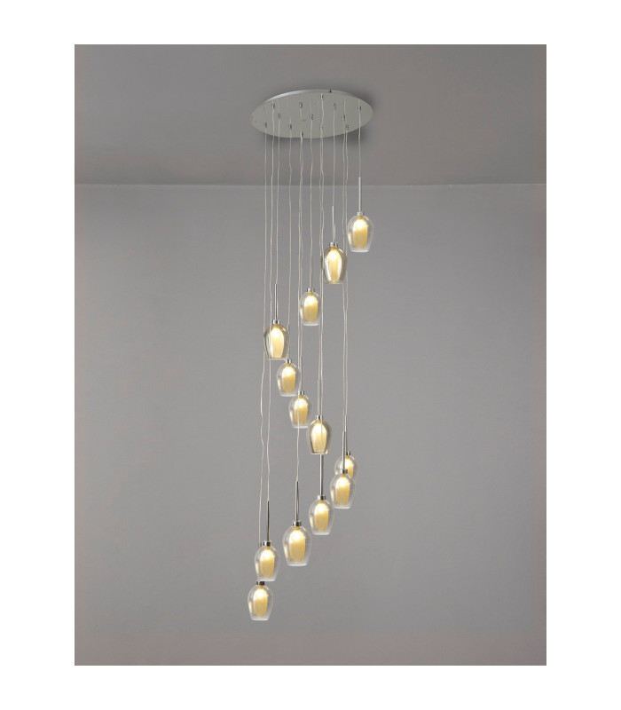 Baldwin 57cm Round Multiple Pendant 2.5m 13 x G9 Polished Chrome/Smoke/Frosted Type D Shade-3