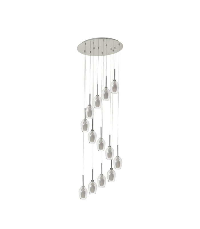 Baldwin 57cm Round Multiple Pendant 2.5m 13 x G9 Polished Chrome/Smoke/Frosted Type D Shade-4