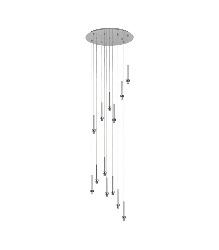 Baldwin 57cm Round Multiple Pendant 2.5m 13 x G9 Polished Chrome/Smoke/Frosted Type D Shade-5