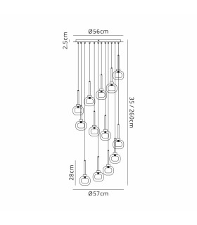 Baldwin 57cm Round Multiple Pendant 2.5m 13 x G9 Polished Chrome/Frosted/Clear Type M Shade-2