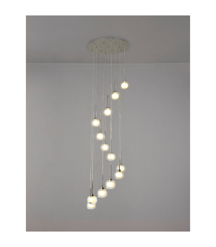Baldwin 57cm Round Multiple Pendant 2.5m 13 x G9 Polished Chrome/Frosted/Clear Type M Shade-3