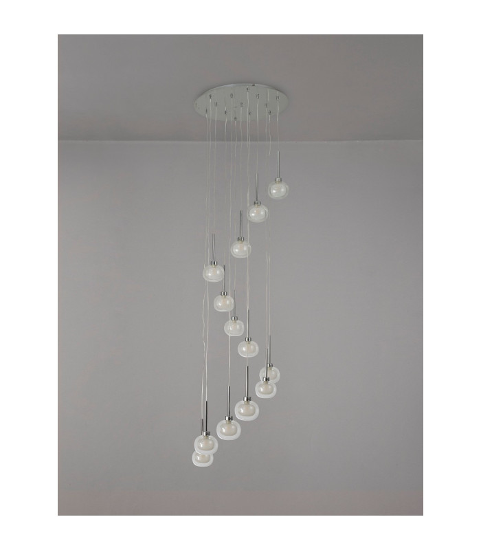 Baldwin 57cm Round Multiple Pendant 2.5m 13 x G9 Polished Chrome/Frosted/Clear Type M Shade-11