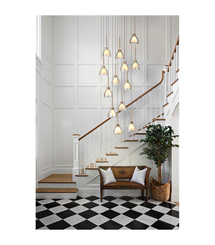Baldwin 57cm Round Multiple Pendant 2.5m Curved Cone Glass (U) 13 Light G9 French Gold/Iridescent/Opal/Matt Gold-5