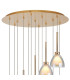 Baldwin 57cm Round Multiple Pendant 2.5m Curved Cone Glass (U) 13 Light G9 French Gold/Iridescent/Opal/Matt Gold-7