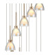 Baldwin 57cm Round Multiple Pendant 2.5m Curved Cone Glass (U) 13 Light G9 French Gold/Iridescent/Opal/Matt Gold-8