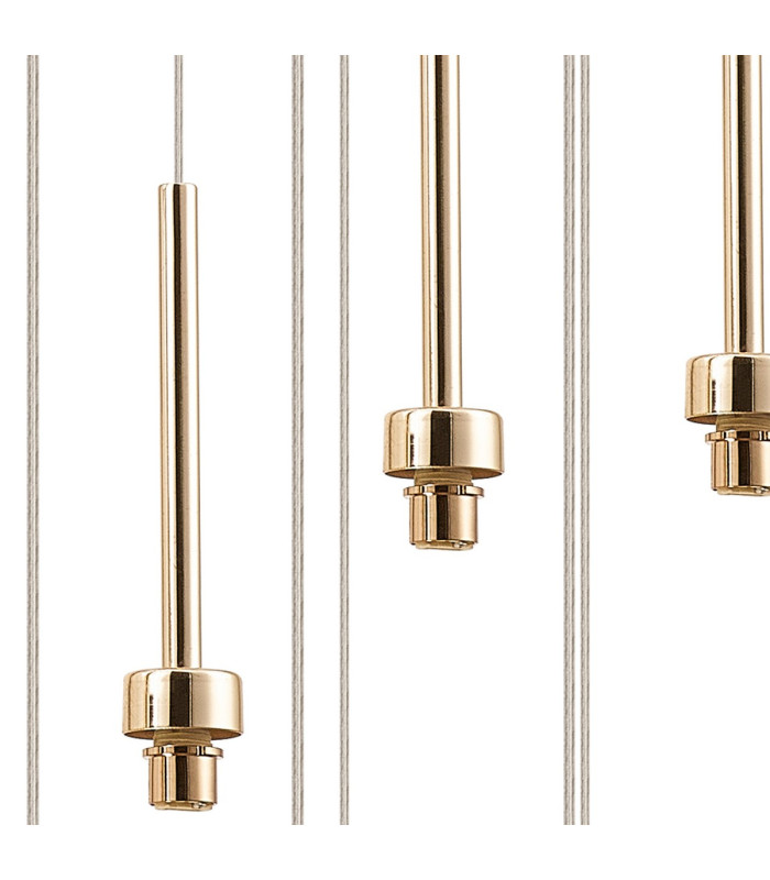 Baldwin 57cm Round Multiple Pendant 2.5m Curved Cone Glass (U) 13 Light G9 French Gold/Iridescent/Opal/Matt Gold-12