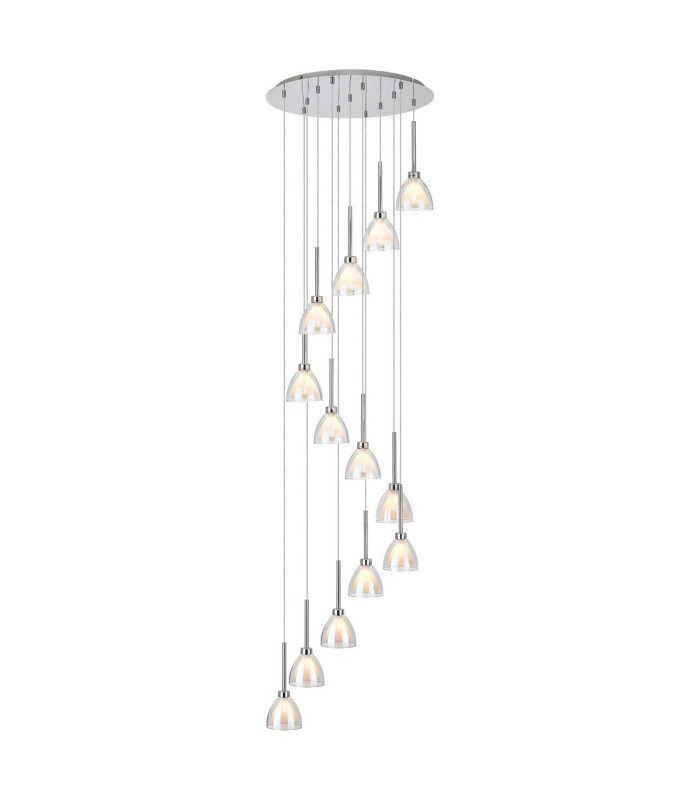 Baldwin 57cm Round Multiple Pendant 2.5m Curved Cone Glass (U) 13 Light G9 Polished Chrome/Iridescent/Opal-1