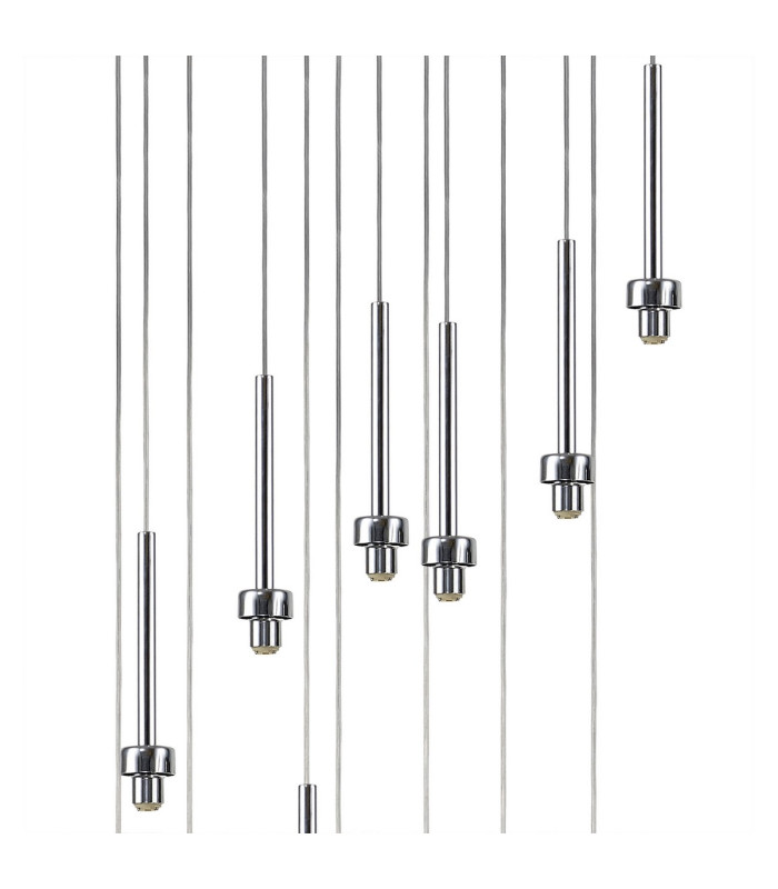 Baldwin 57cm Round Multiple Pendant 2.5m Curved Cone Glass (U) 13 Light G9 Polished Chrome/Iridescent/Opal-9
