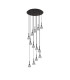 Baldwin 57cm Round Multiple Pendant 2.5m Curved Cone Glass (U) 13 Light G9 Satin Black/Iridescent/Opal-4