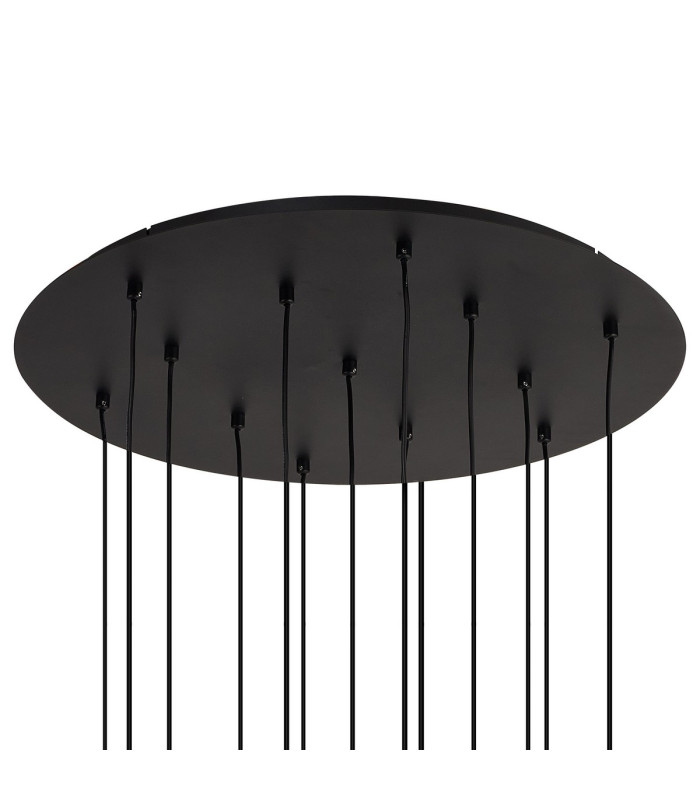 Baldwin 57cm Round Multiple Pendant 2.5m Curved Cone Glass (U) 13 Light G9 Satin Black/Iridescent/Opal-5