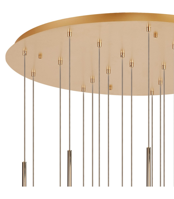 Baldwin 77cm Round Multiple Pendant 3.5m Curved Cone Glass (U) 19 Light G9 French Gold/Iridescent/Opal/Matt Gold-5