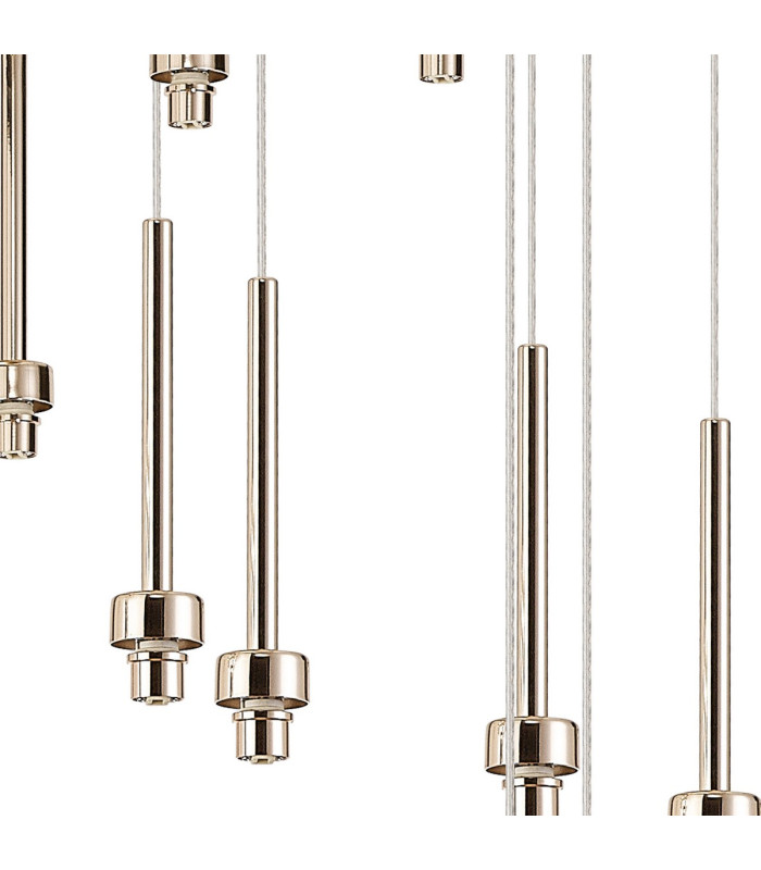 Baldwin 77cm Round Multiple Pendant 3.5m Curved Cone Glass (U) 19 Light G9 French Gold/Iridescent/Opal/Matt Gold-10