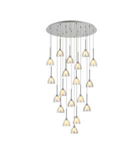 Baldwin 77cm Round Multiple Pendant 3.5m Curved Cone Glass (U) 19 Light G9 Polished Chrome/Iridescent/Opal-1