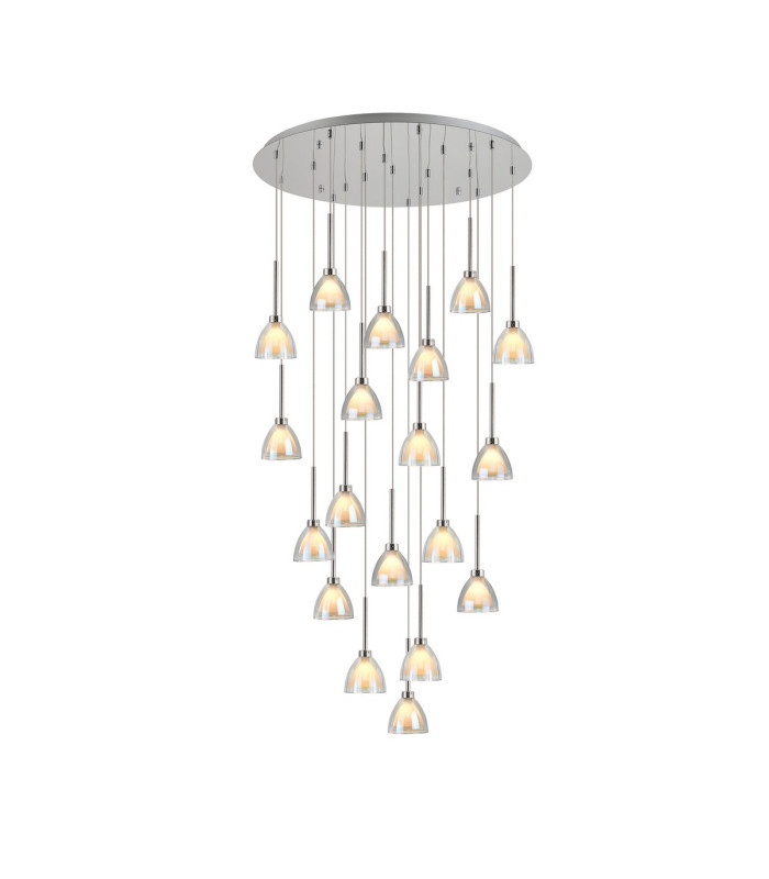 Baldwin 77cm Round Multiple Pendant 3.5m Curved Cone Glass (U) 19 Light G9 Polished Chrome/Iridescent/Opal-1