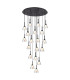Baldwin 77cm Round Multiple Pendant 3.5m Curved Cone Glass (U) 19 Light G9 Satin Black/Iridescent/Opal-1