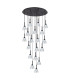 Baldwin 77cm Round Multiple Pendant 3.5m Curved Cone Glass (U) 19 Light G9 Satin Black/Iridescent/Opal-4