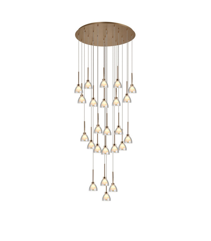 Baldwin 87cm Round Multiple Pendant 5m Curved Cone Glass (U) 24 Light G9 French Gold/Iridescent/Opal/Matt Gold-1
