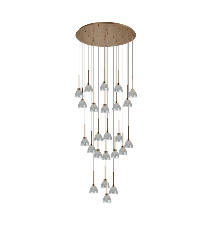 Baldwin 87cm Round Multiple Pendant 5m Curved Cone Glass (U) 24 Light G9 French Gold/Iridescent/Opal/Matt Gold-3