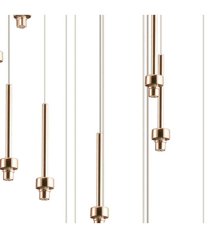 Baldwin 87cm Round Multiple Pendant 5m Curved Cone Glass (U) 24 Light G9 French Gold/Iridescent/Opal/Matt Gold-9