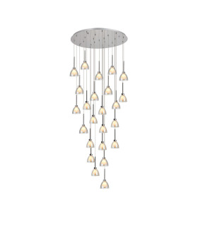 Baldwin 87cm Round Multiple Pendant 5m Curved Cone Glass (U) 24 Light G9 Polished Chrome/Iridescent/Opal Weight: 19.2kg-1