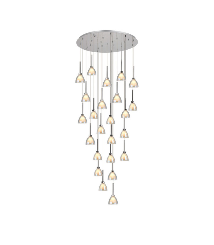 Baldwin 87cm Round Multiple Pendant 5m Curved Cone Glass (U) 24 Light G9 Polished Chrome/Iridescent/Opal Weight: 19.2kg-1