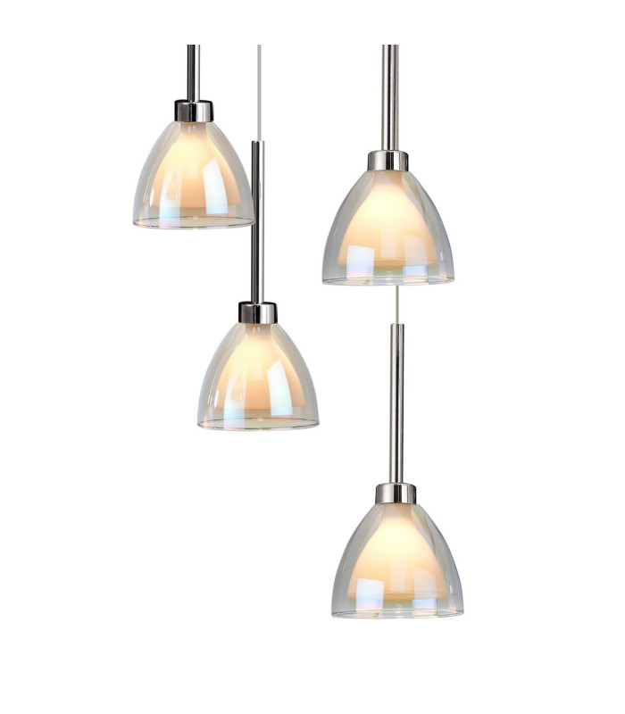 Baldwin 87cm Round Multiple Pendant 5m Curved Cone Glass (U) 24 Light G9 Polished Chrome/Iridescent/Opal Weight: 19.2kg-8