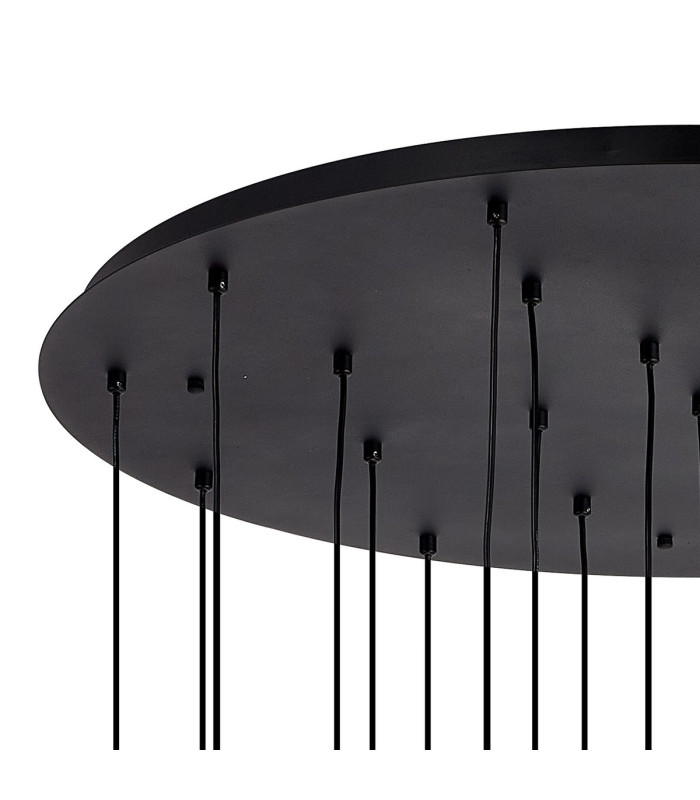 Baldwin 87cm Round Multiple Pendant 5m Curved Cone Glass (U) 24 Light G9 Satin Black/Iridescent/Opal Item Weight: 19.2kg-5