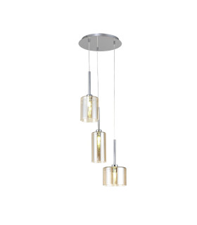 Baldwin 35cm Round Pendant 2m 3 x G9 Polished Chrome/Cognac Type A