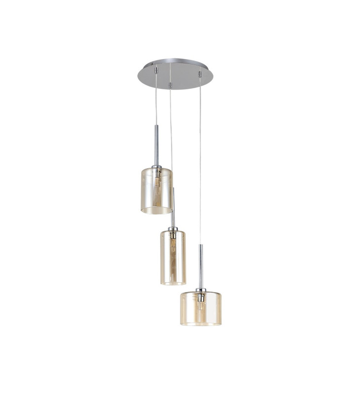 Baldwin 35cm Round Pendant 2m 3 x G9 Polished Chrome/Cognac Type A