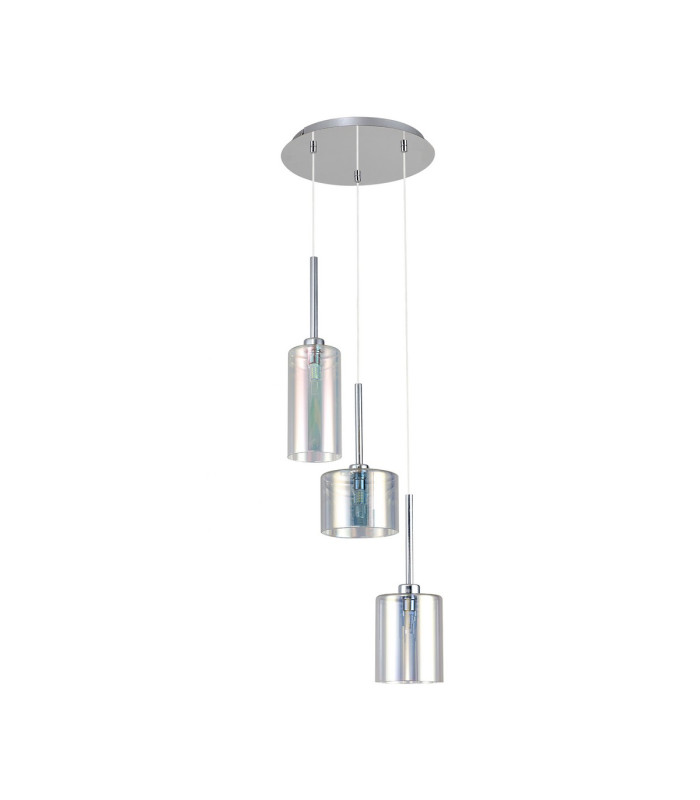 Baldwin 35cm Round Pendant 2m 3 x G9 Polished Chrome/Iridescent Type A