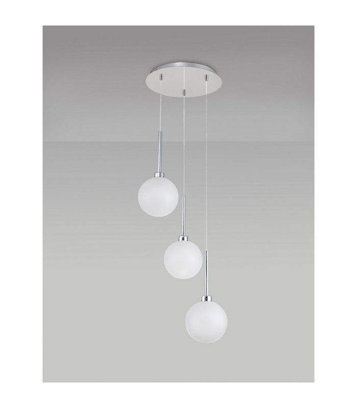 Baldwin 34cm Round Pendant 2m 3 x G9 Polished Chrome/Frosted Type G Shade-10