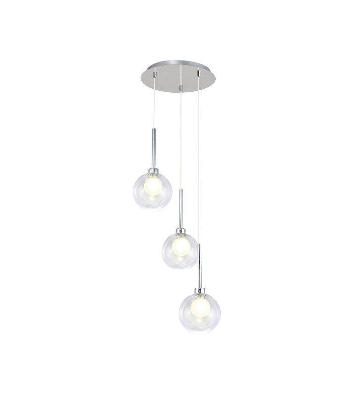 Baldwin 34cm Round Pendant 2m 3 x G9 Polished Chrome/Clear/Frosted Type G Shade-1