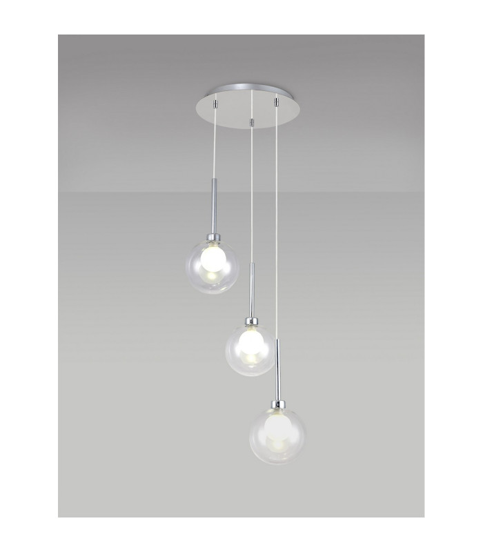 Baldwin 34cm Round Pendant 2m 3 x G9 Polished Chrome/Clear/Frosted Type G Shade-3