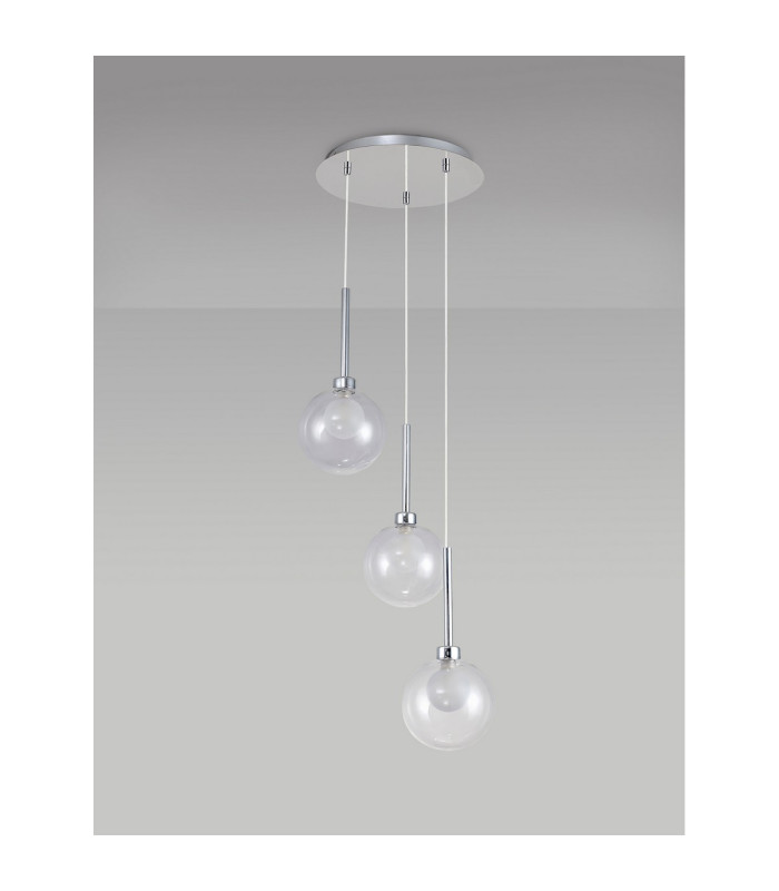 Baldwin 34cm Round Pendant 2m 3 x G9 Polished Chrome/Clear/Frosted Type G Shade-11