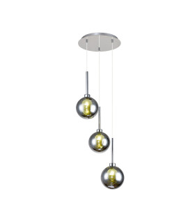 Baldwin 34cm Round Pendant 2m 3 x G9 Polished Chrome/Chrome/Frosted Type G Shade-1