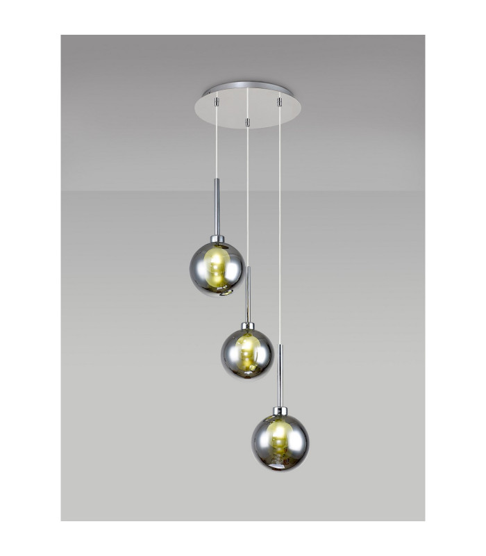 Baldwin 34cm Round Pendant 2m 3 x G9 Polished Chrome/Chrome/Frosted Type G Shade-3