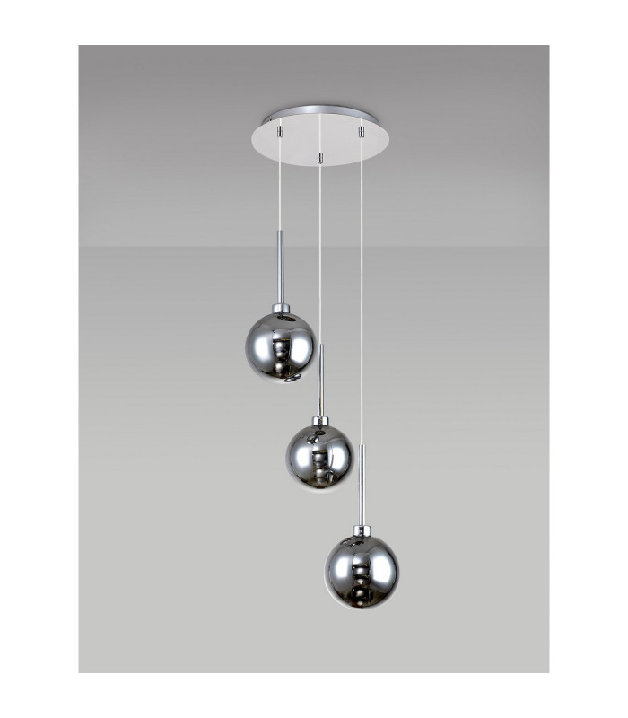 Baldwin 34cm Round Pendant 2m 3 x G9 Polished Chrome/Chrome/Frosted Type G Shade-11