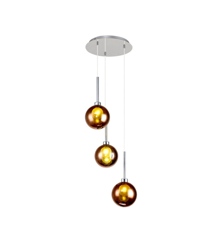 Baldwin 34cm Round Pendant 2m 3 x G9 Polished Chrome/Copper/Frosted Type G Shade-1