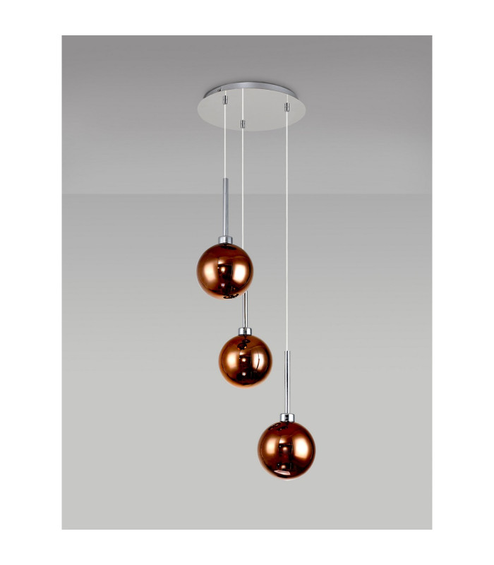 Baldwin 34cm Round Pendant 2m 3 x G9 Polished Chrome/Copper/Frosted Type G Shade-11