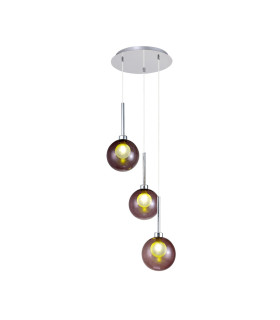 Baldwin 34cm Round Pendant 2m 3 x G9 Polished Chrome/Smoked/Frosted Type G Shade-1