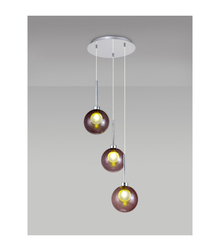 Baldwin 34cm Round Pendant 2m 3 x G9 Polished Chrome/Smoked/Frosted Type G Shade-3