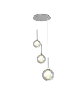Baldwin 34cm Round Pendant 2m 3 x G9 Polished Chrome/Iridescent/Frosted Type G Shade-1