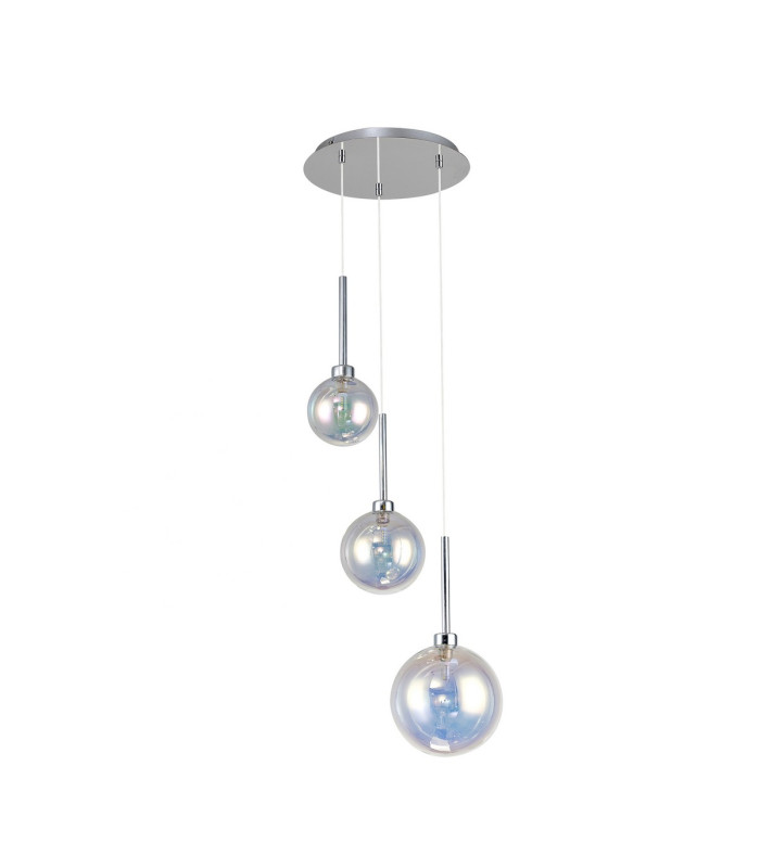 Baldwin 34cm Round Pendant 2m 3 x G9 Polished Chrome/Iridescent/Frosted Type G Shade-4