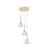 Baldwin 32cm Round Pendant 2m Curved Cone Glass (U) 3 Light G9 French Gold/Iridescent/Opal/Matt Gold-1