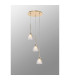 Baldwin 32cm Round Pendant 2m Curved Cone Glass (U) 3 Light G9 French Gold/Iridescent/Opal/Matt Gold-3