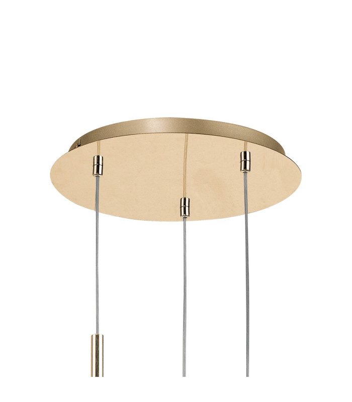 Baldwin 32cm Round Pendant 2m Curved Cone Glass (U) 3 Light G9 French Gold/Iridescent/Opal/Matt Gold-5