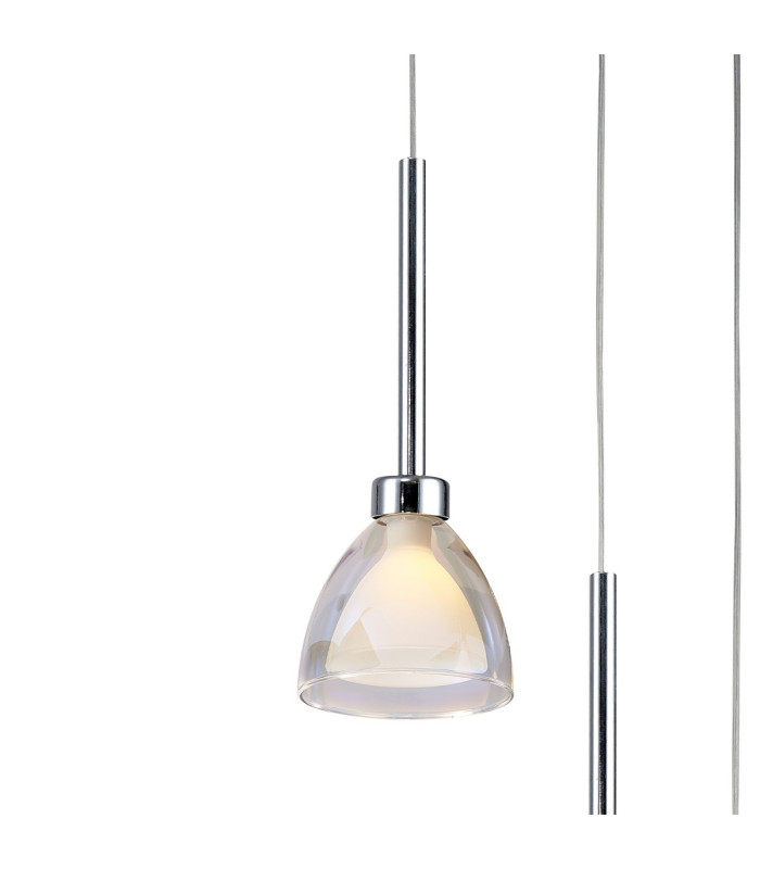 Baldwin 32cm 2m Round Pendant Curved Cone Glass (U) 3 Light G9 Polished Chrome/Iridescent/Opal-6