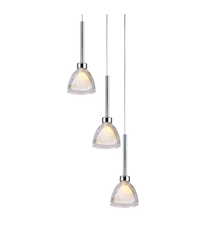 Baldwin 32cm 2m Round Pendant Curved Cone Glass (U) 3 Light G9 Polished Chrome/Iridescent/Opal-7